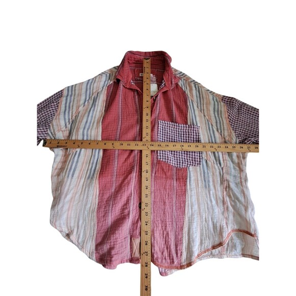 NWT We The Free Large Coral Hometown Double Cloth Buttondown Oversized Top - Picture 12 of 12